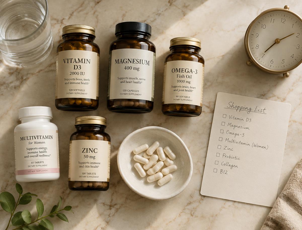Vitamíny a minerály se seznamem na nákup